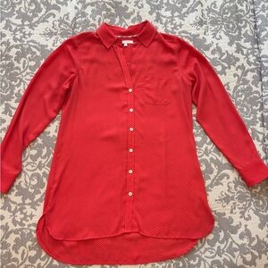 Foxcroft Red and Black Polka Dot Women's Button-Down Shirt